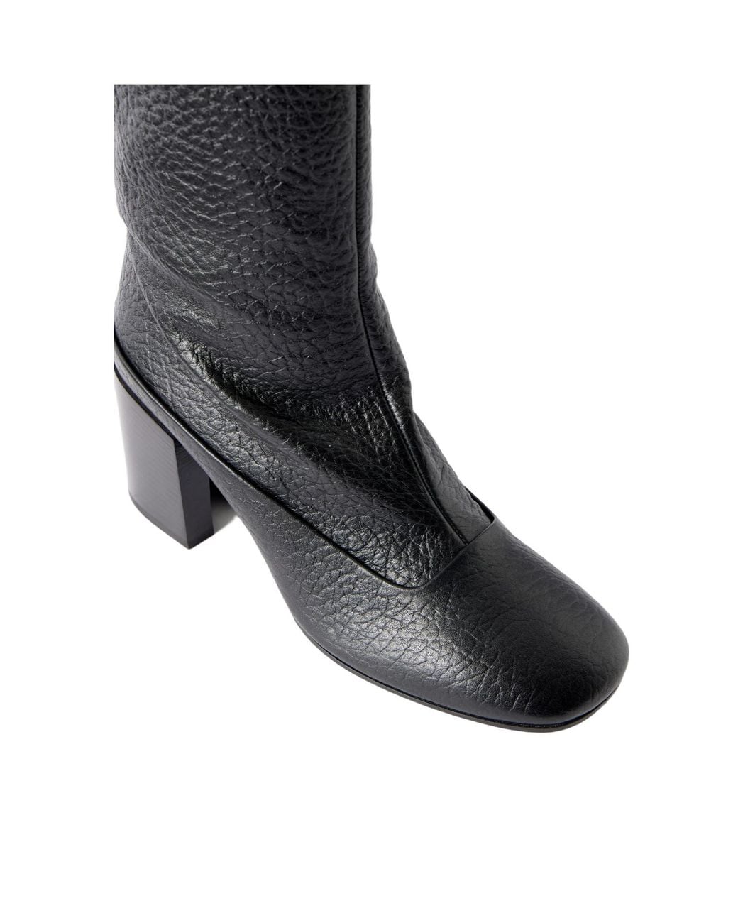 Dries Van Noten Black Leather Over-The-Knee Boots
