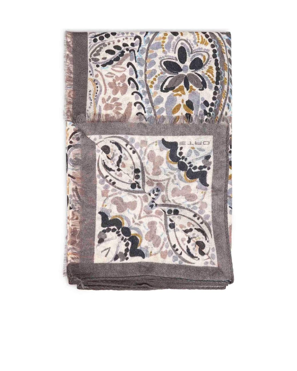 Etro White Paisley Fringed Scarf