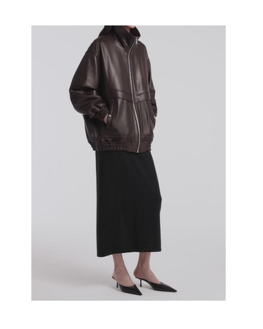 Nour Hammour Black Long-Sleeved Leather Jacket