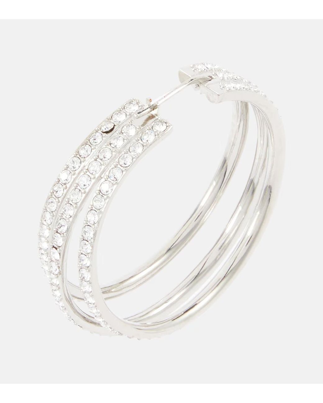 AMINA MUADDI White Vittoria Crystal-Embellished Hoop Earrings