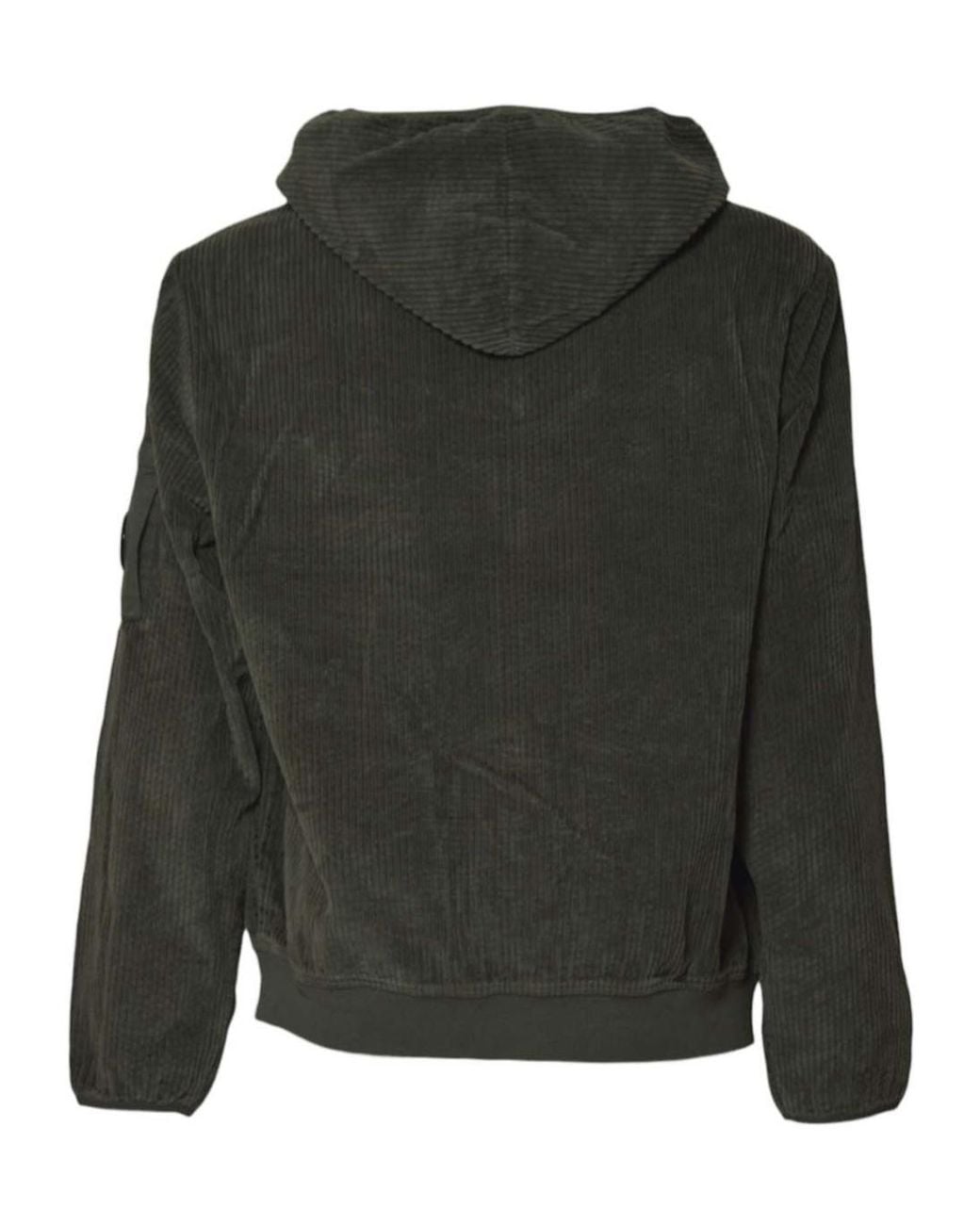 C P Company Black Corduroy 350 Full Zip Hooded Sweatshirt for men