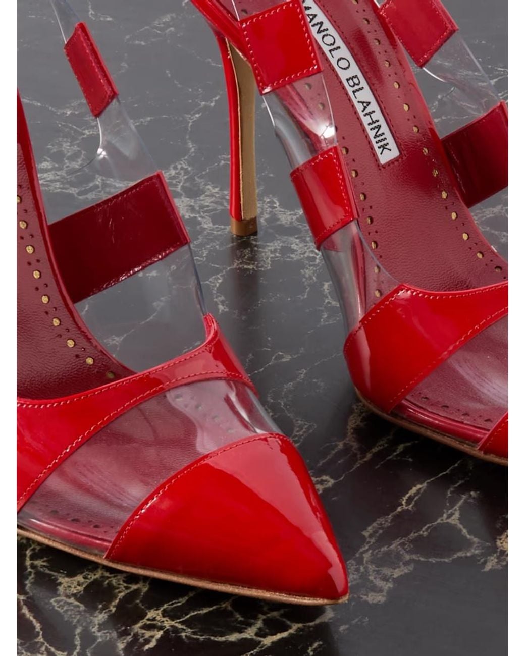 Manolo Blahnik Red Buckle-Fastening High-Heel Sandals