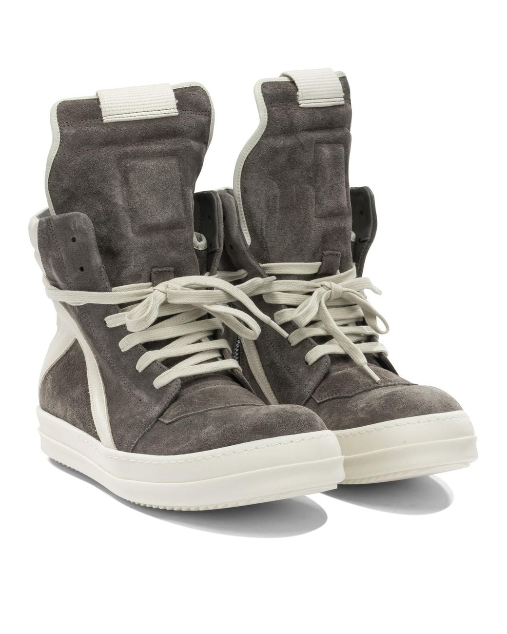 Rick Owens Gray Geobasket Panelled High-Top Sneakers for men