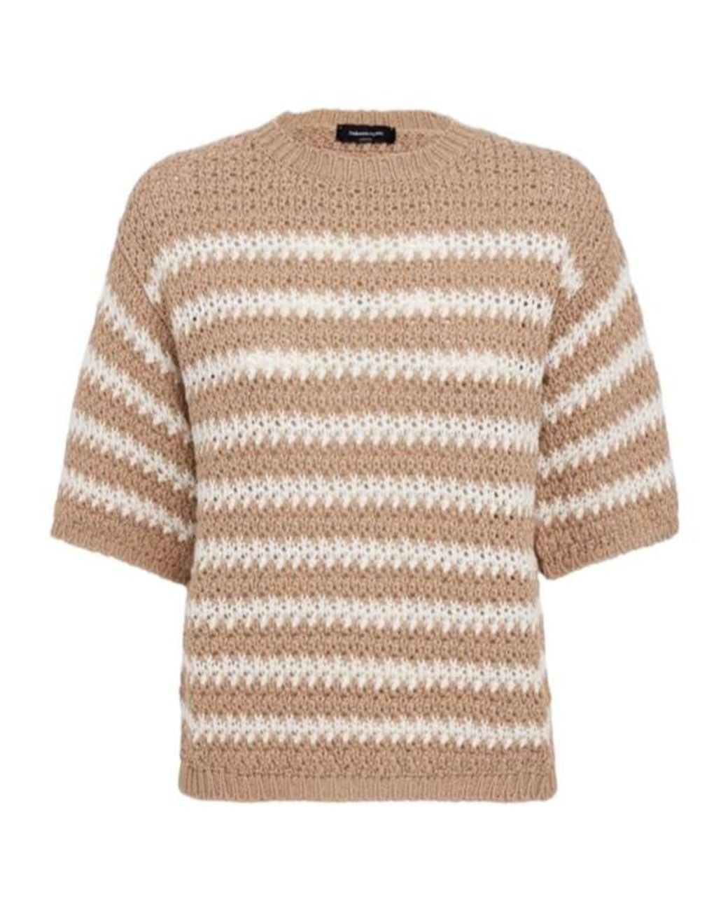 Fabiana Filippi Natural Sequined Cropped Knit Top