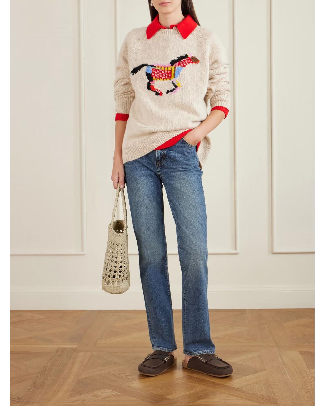The Elder Statesman White Glacier Horse Sweater