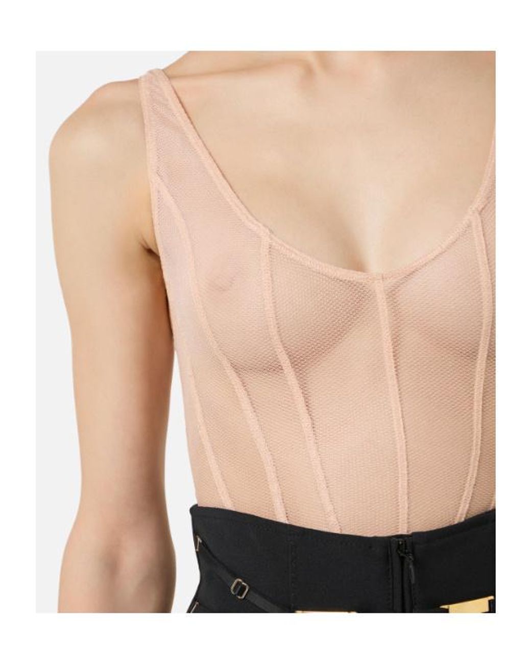 Elisabetta Franchi Multicolor Tulle Micro-Mesh Bodysuit