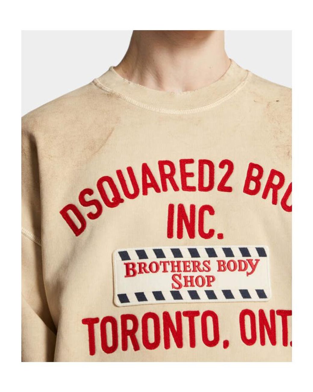 DSquared² White Relax Fit Dirty Crewneck Sweatshirt for men