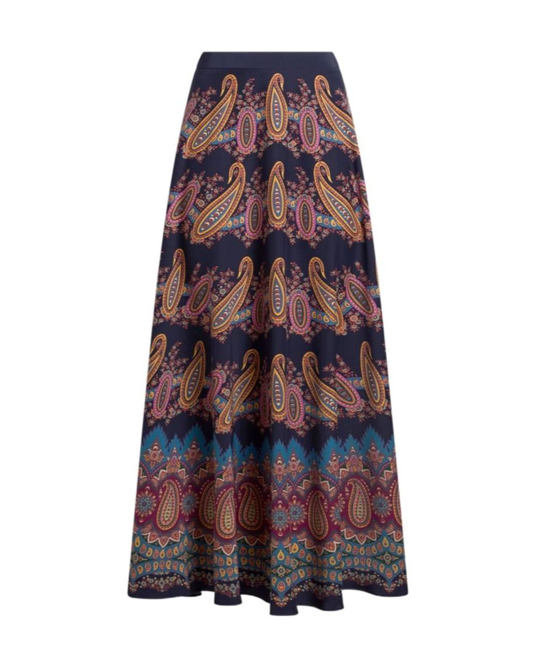 Etro Purple Paisley-Printed Pleated Maxi Skirt