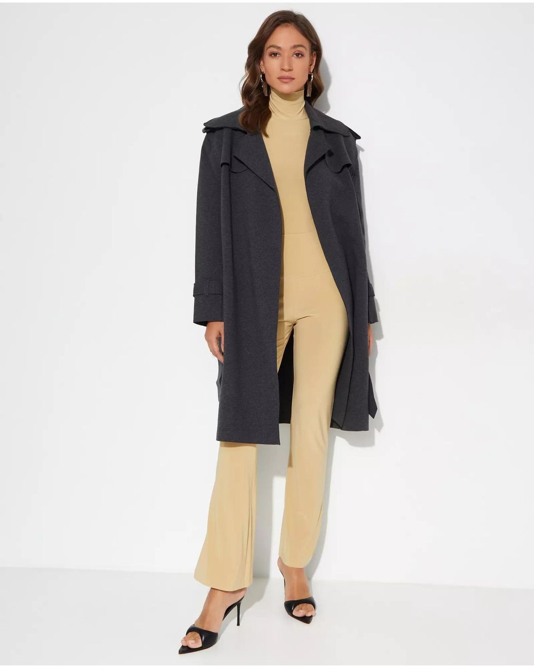 Norma Kamali Blue Belted Trench Coat