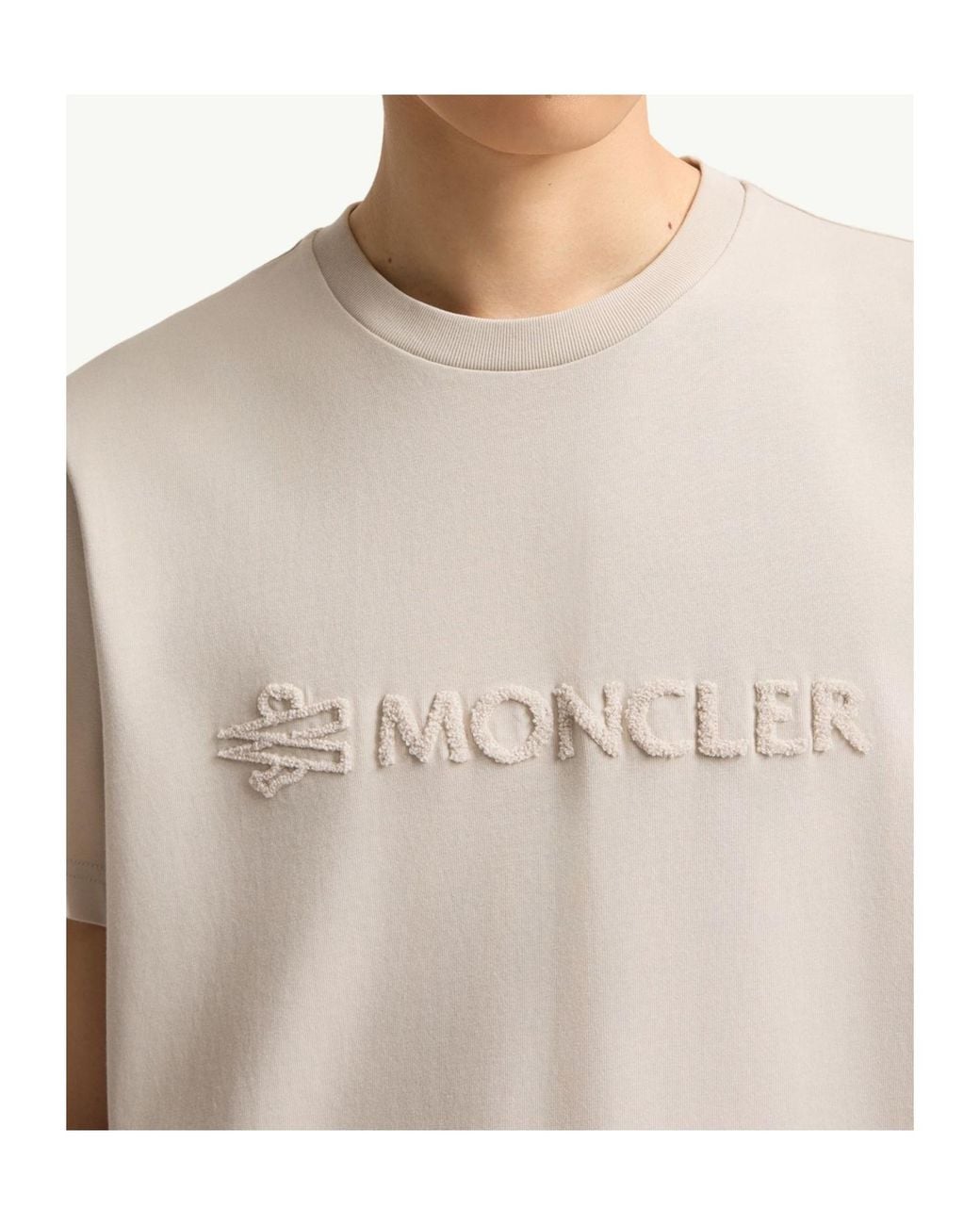 Moncler White Logo Patch Crewneck T-Shirt for men