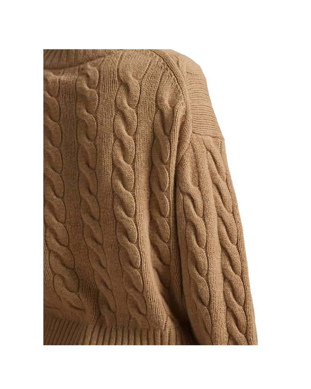 Polo Ralph Lauren Brown Logo Embroidered Cable-Knit Jumper