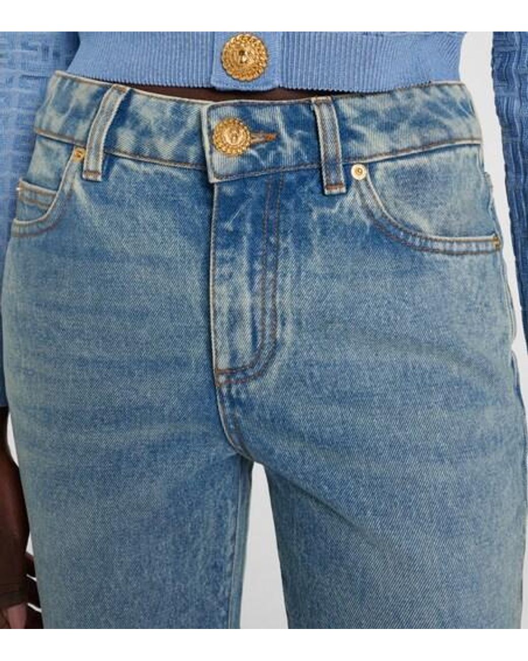 Balmain Blue Low-Rise Bootcut Jeans