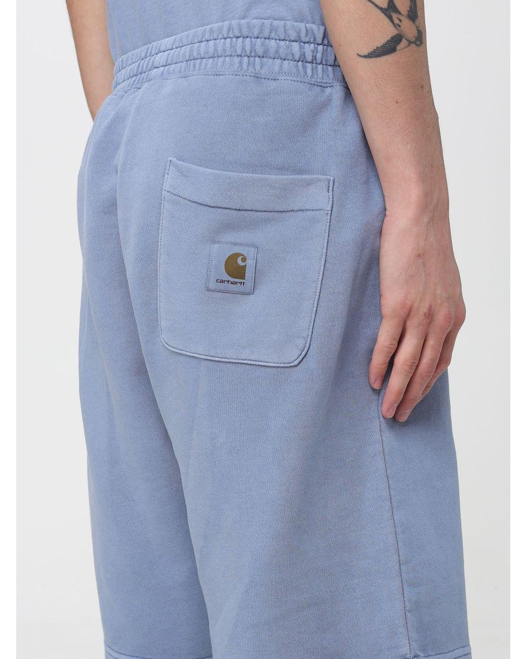 Carhartt Blue Logo Patch Sweat Shorts for men