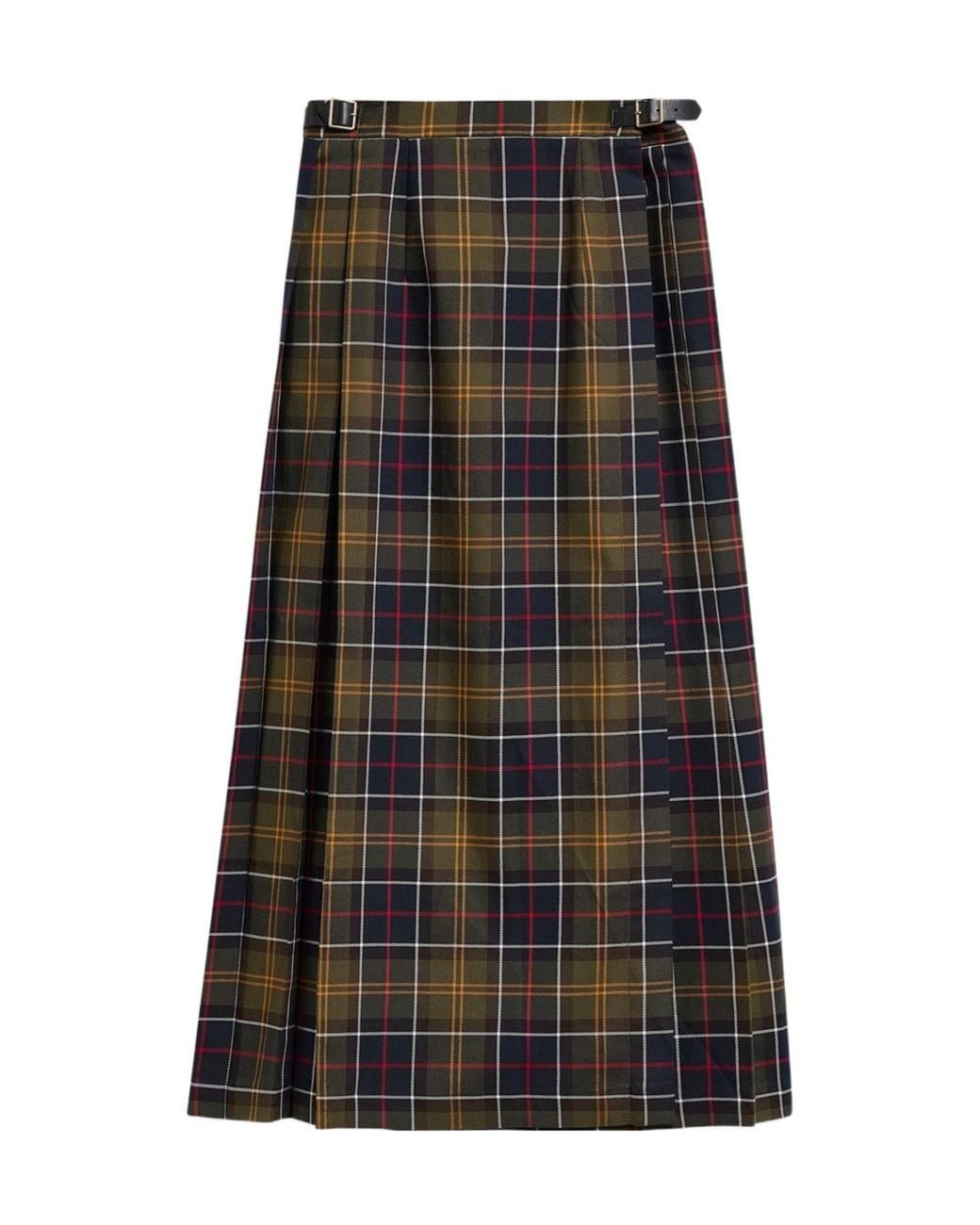 Barbour Black Irene Tartan Midi Skirt