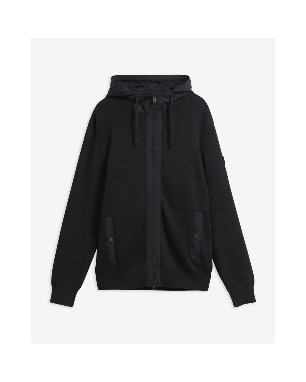 Barbour Black Long Sleeve Hooded Zip Knit Jacket for men