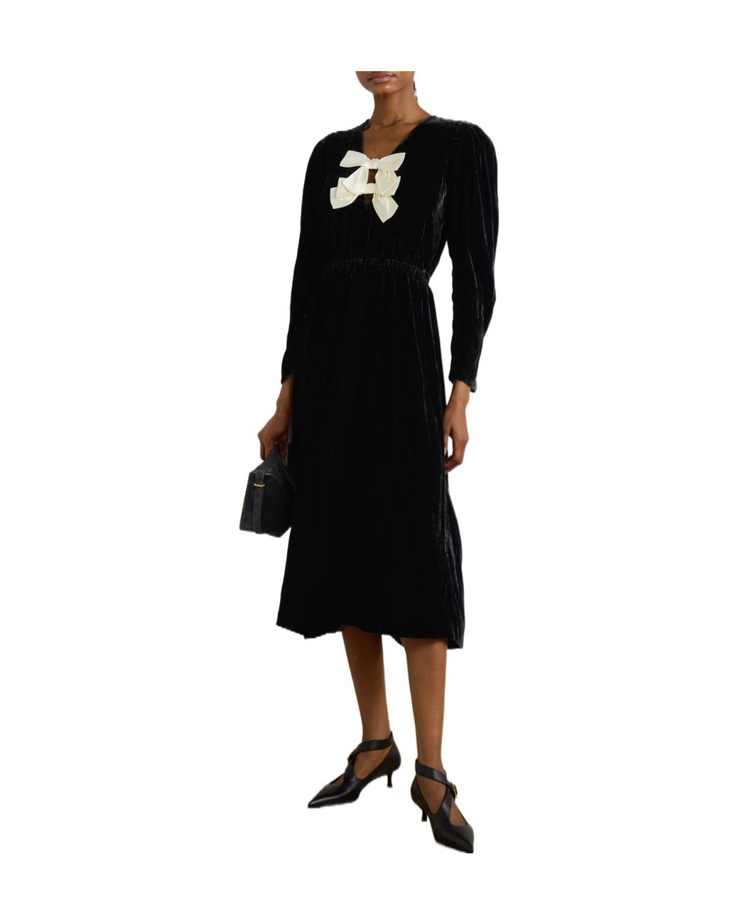 Sea Black Long Sleeve Midi Dress