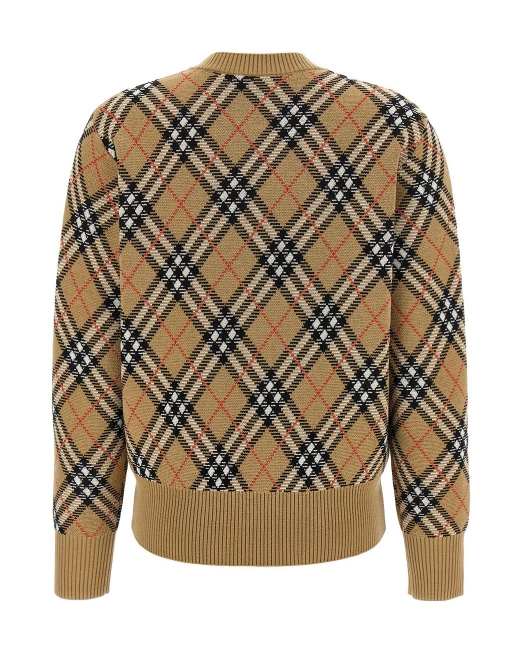 Burberry Gray Crewneck Checked Knitted Jumper