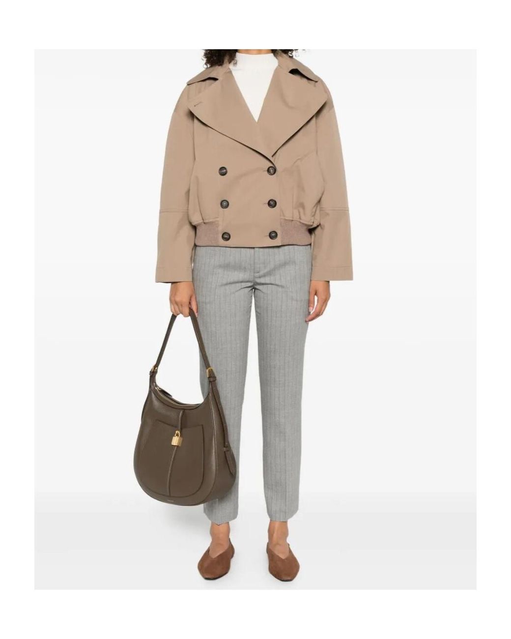 Twinset Gray Oval T-Logo Trousers