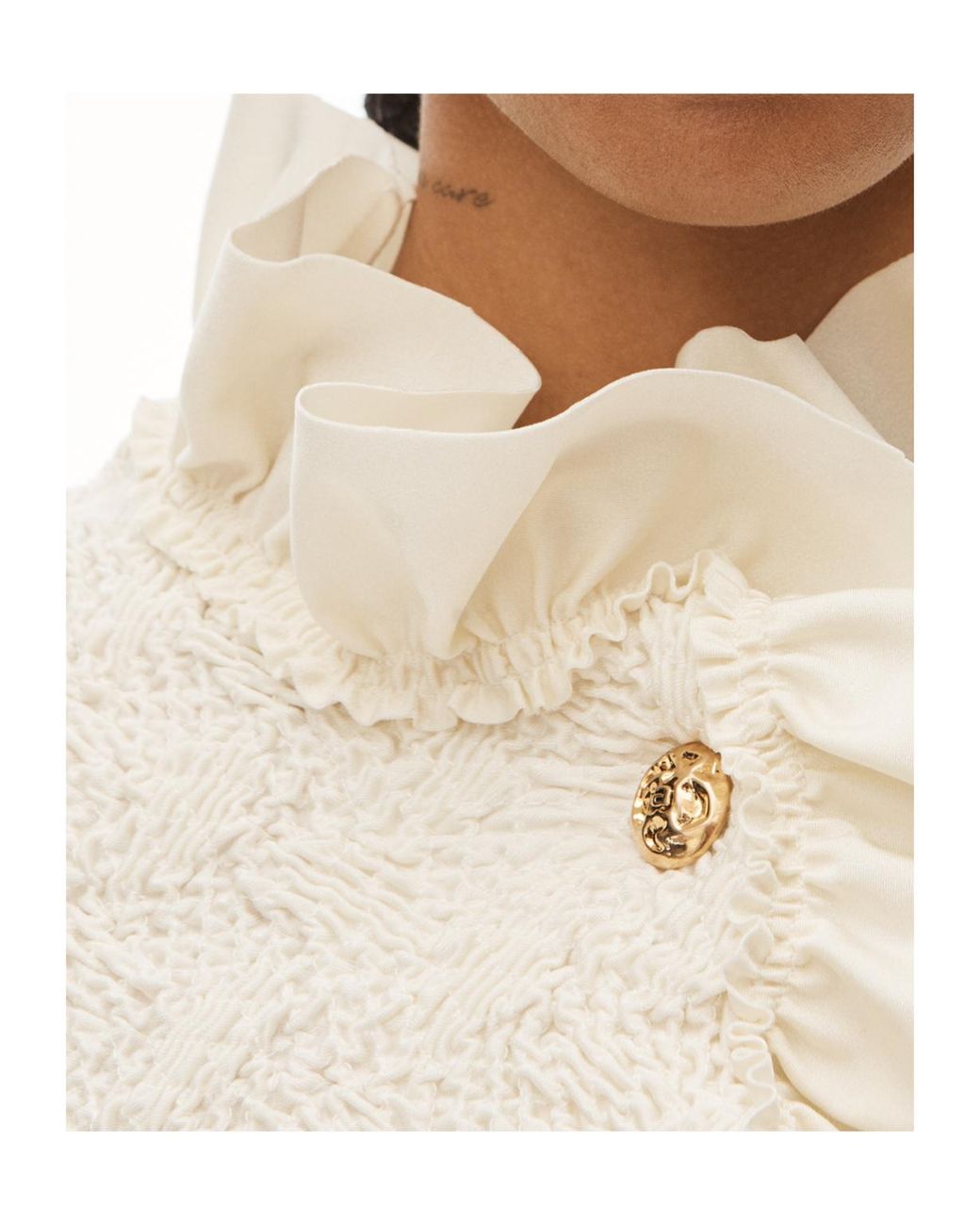 Alexander Wang White Ruffle-Trim Smocked Jacket