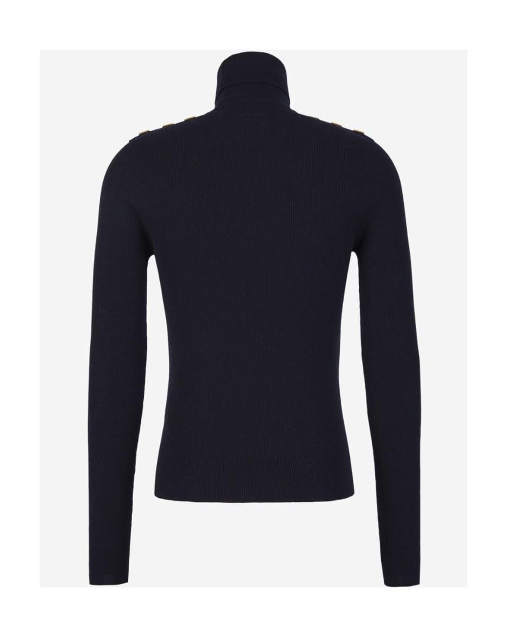Balmain Blue Button-Details Merino-Wool Jumper for men