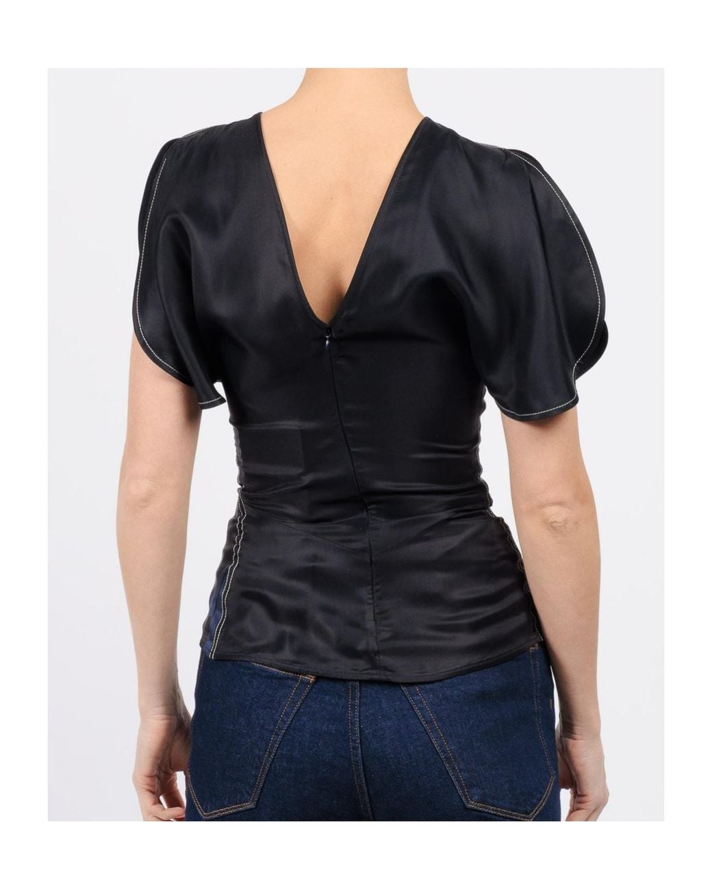 Victoria Beckham Blue Drape Sleeve Top