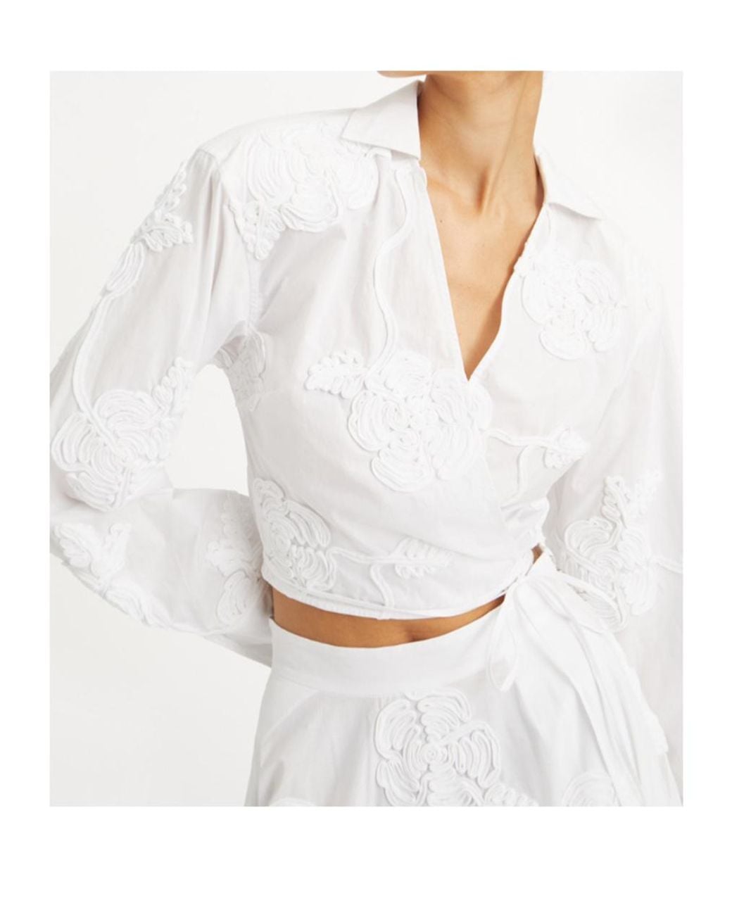ROTATE BIRGER CHRISTENSEN White V-Neck Wrap Shirt