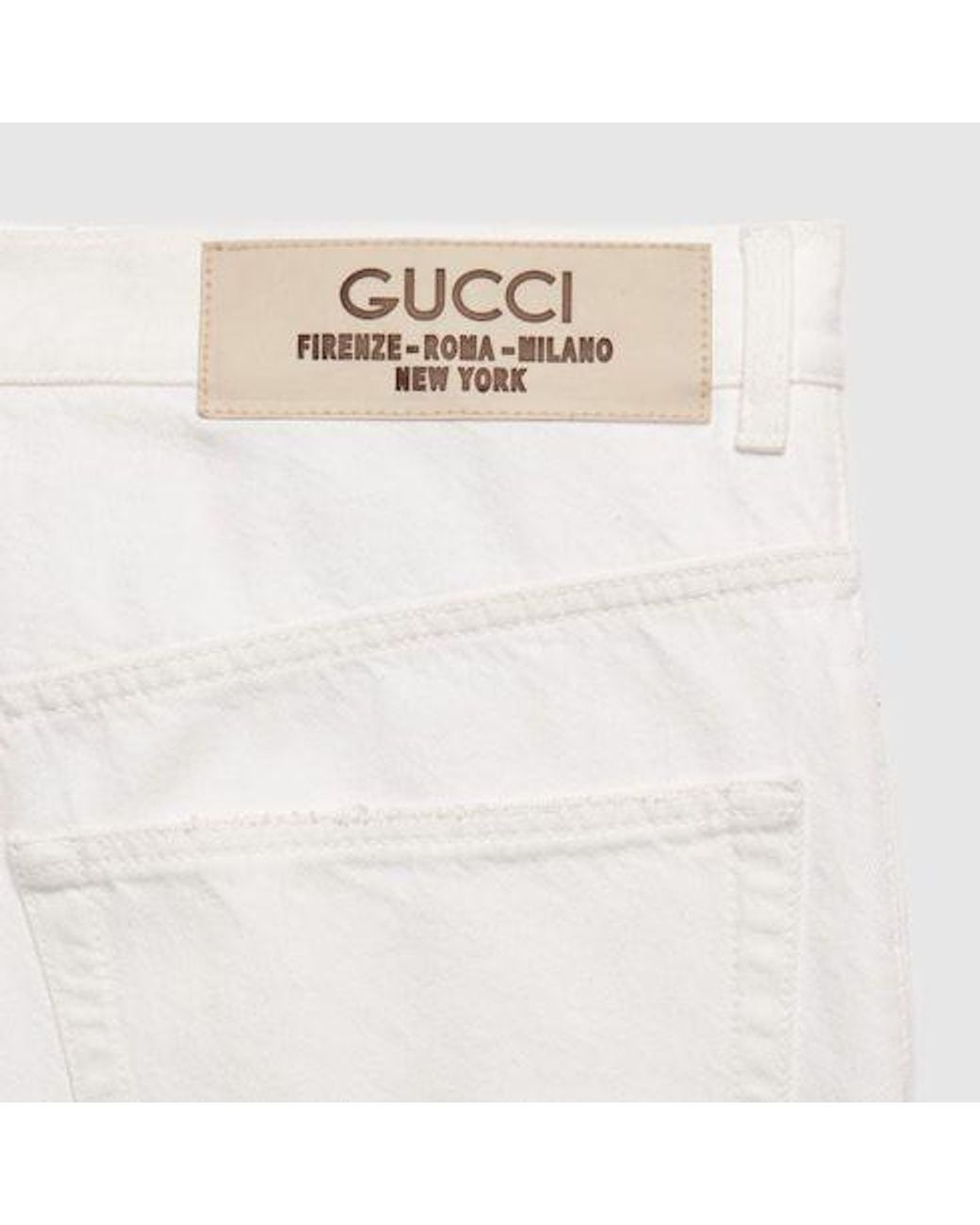 Gucci White Raw Cut Hem Denim Jeans for men