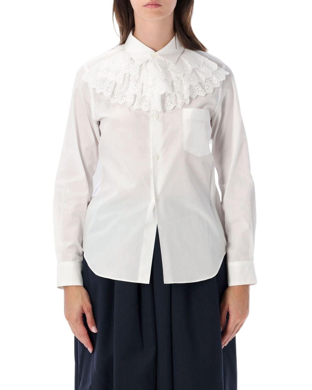 Comme des Garçons White Comme Des Garçons Girl Ruffled Bib Shirt