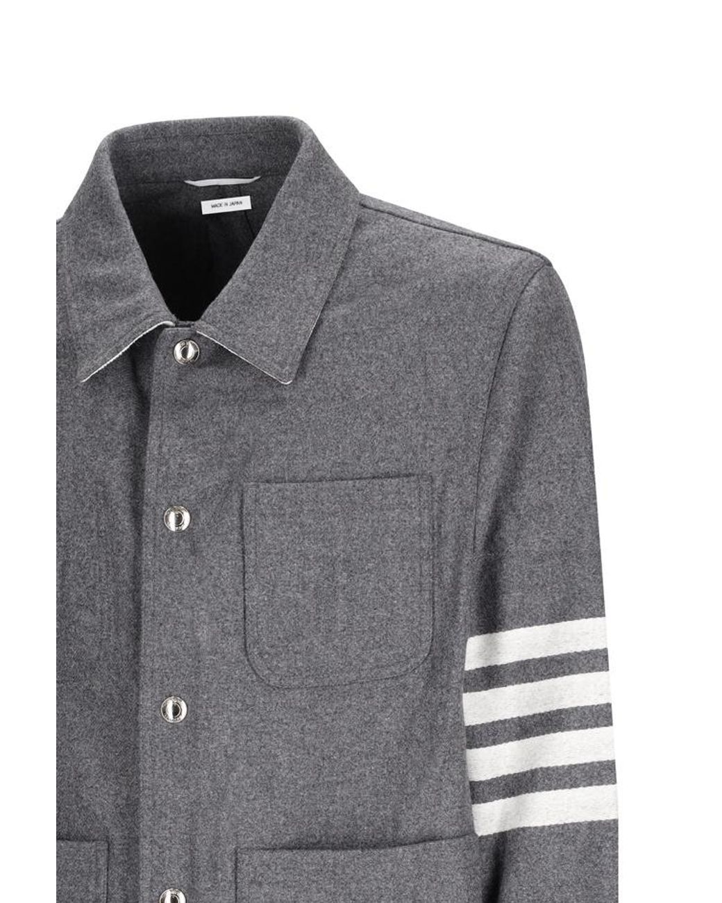 Thom Browne Gray Stripe Detailed Buttoned Jacket for men