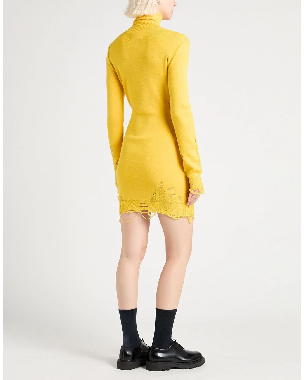 MM6 by Maison Margiela Yellow Slim-Fit Knit Dress