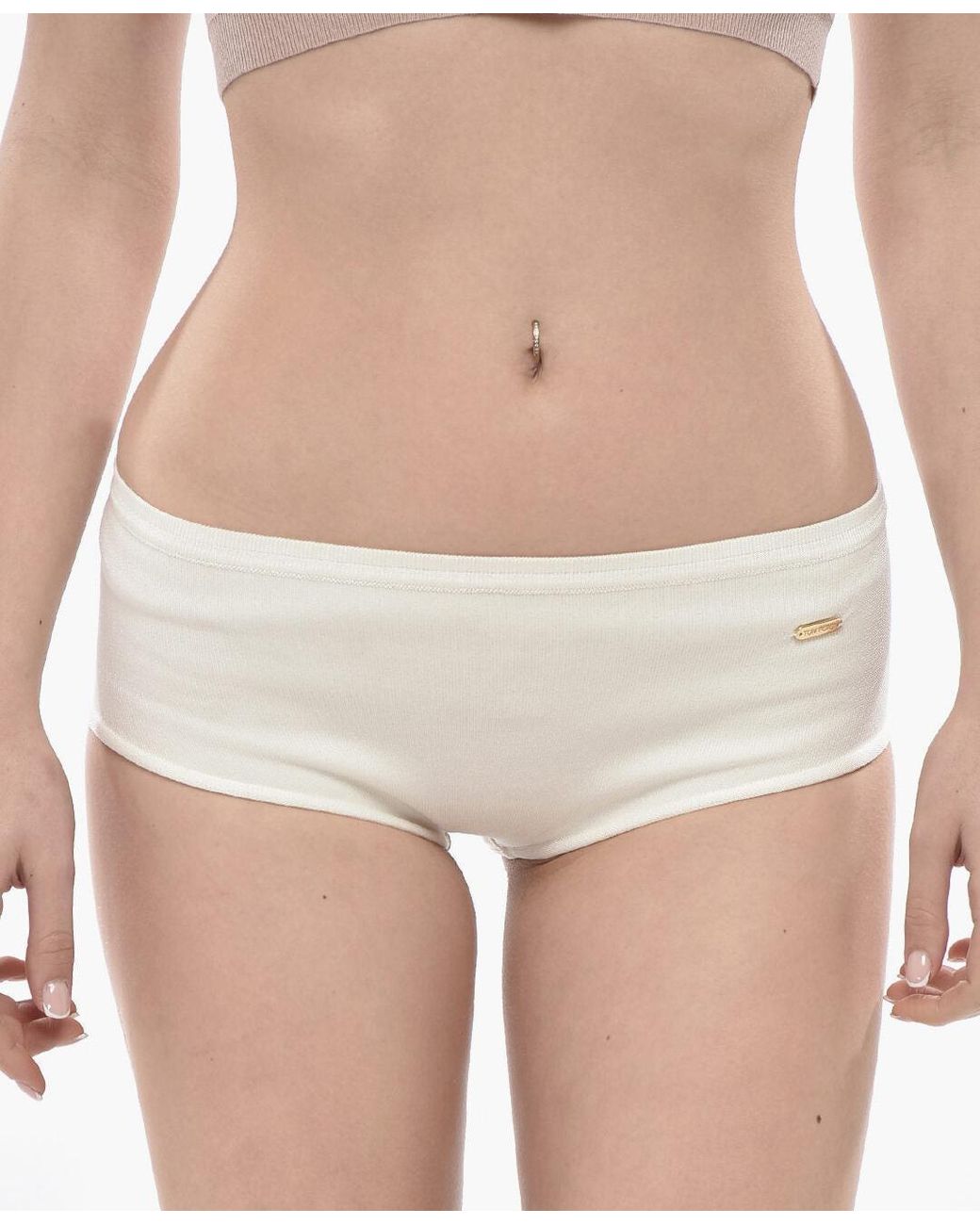 Tom Ford White Logo Plaque Briefs