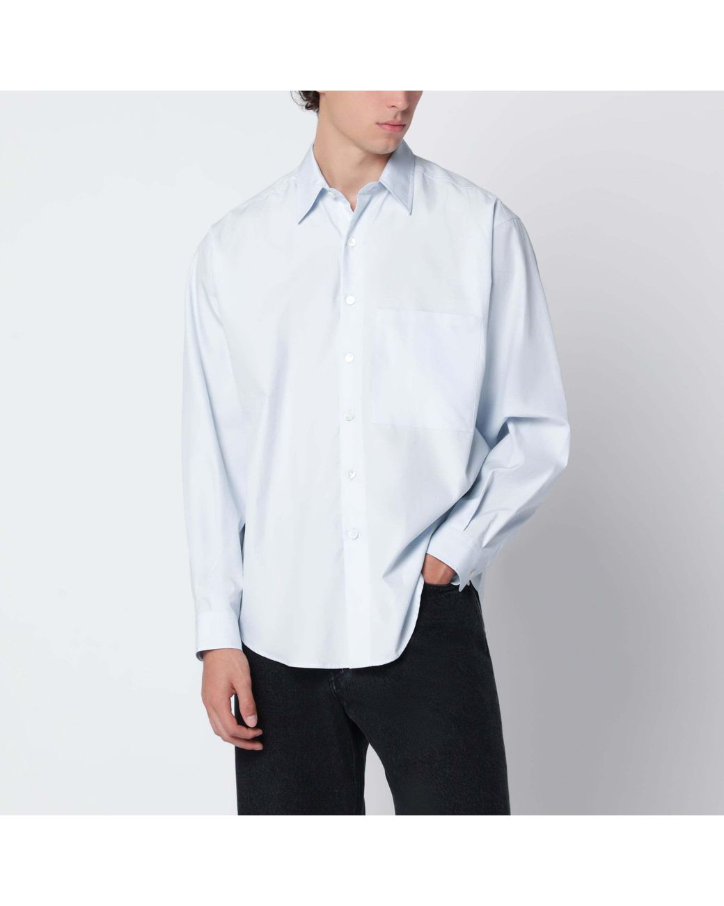 Auralee White Relaxed Long Sleeve Shirt for men