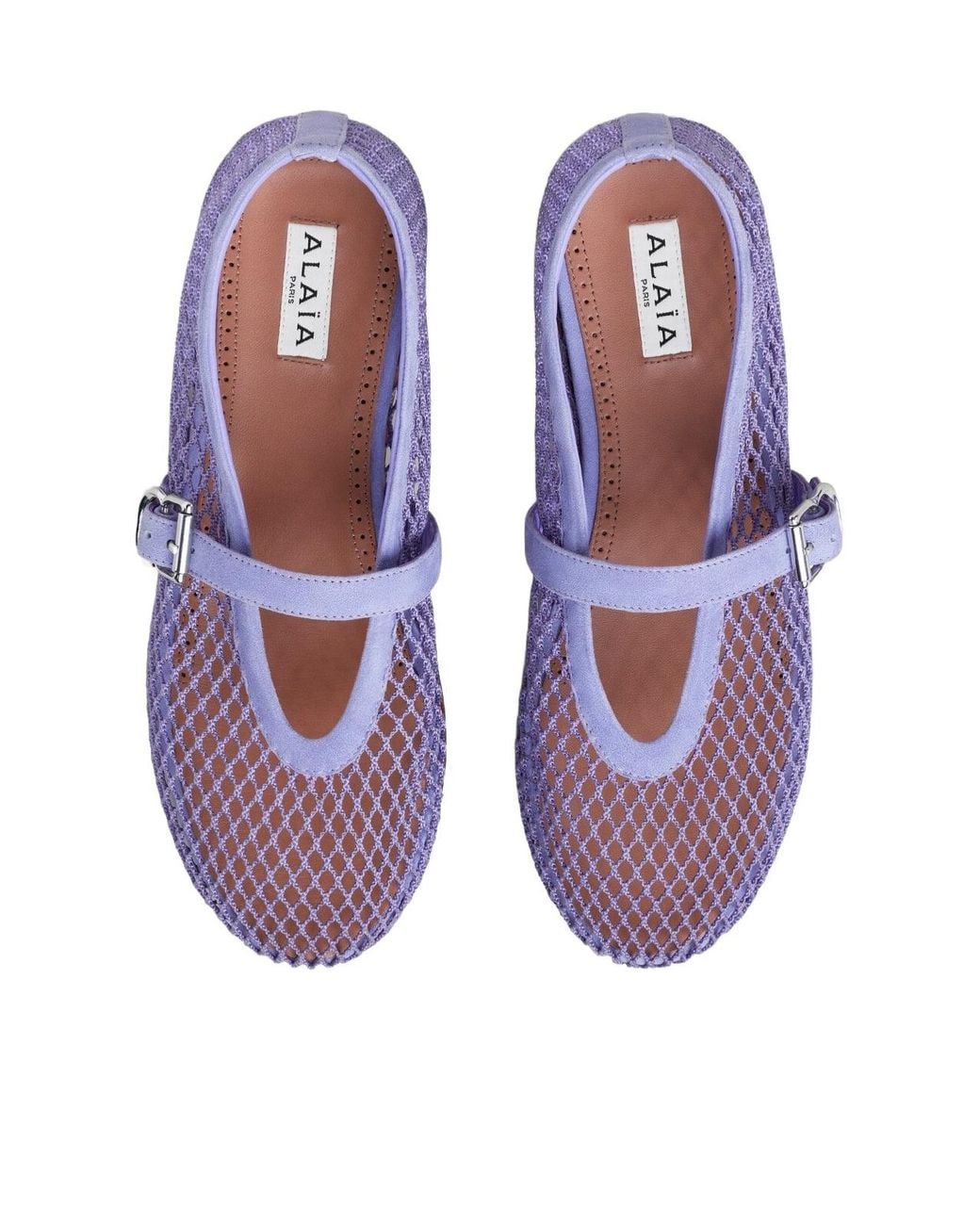 Alaïa Purple Alaïa Buckle Strap Fishnet Ballet Flats
