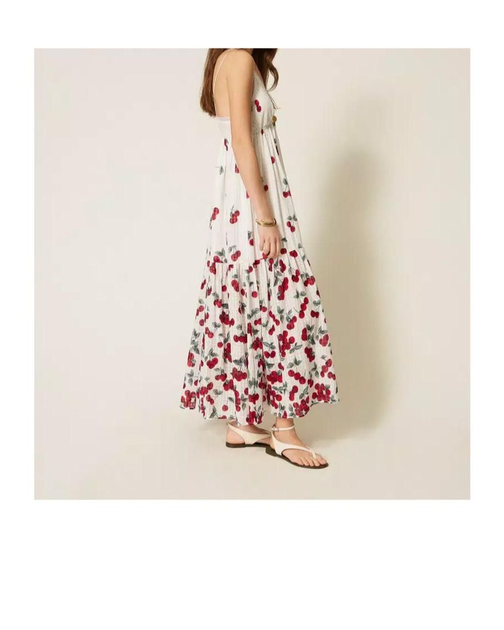 Twinset White Cherry Print Maxi Dress