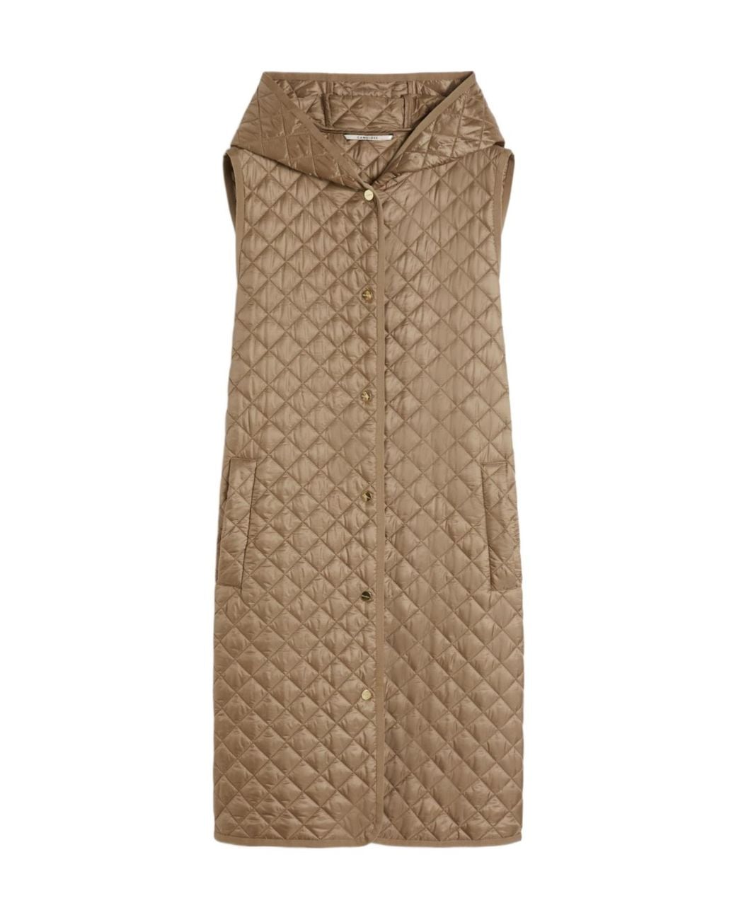 Max Mara Natural Sleeveless Hooded Cotton Jacket