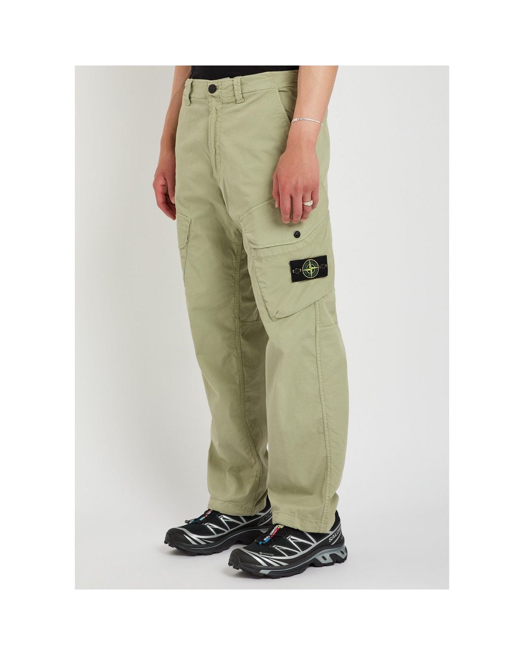 Stone Island Green Straight-Leg Cargo Trousers for men