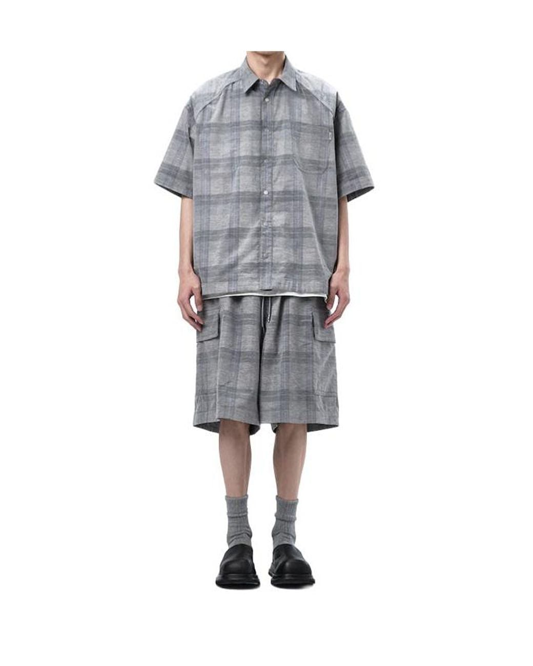 Juun.J Gray Collared Short-Sleeve Shirt for men