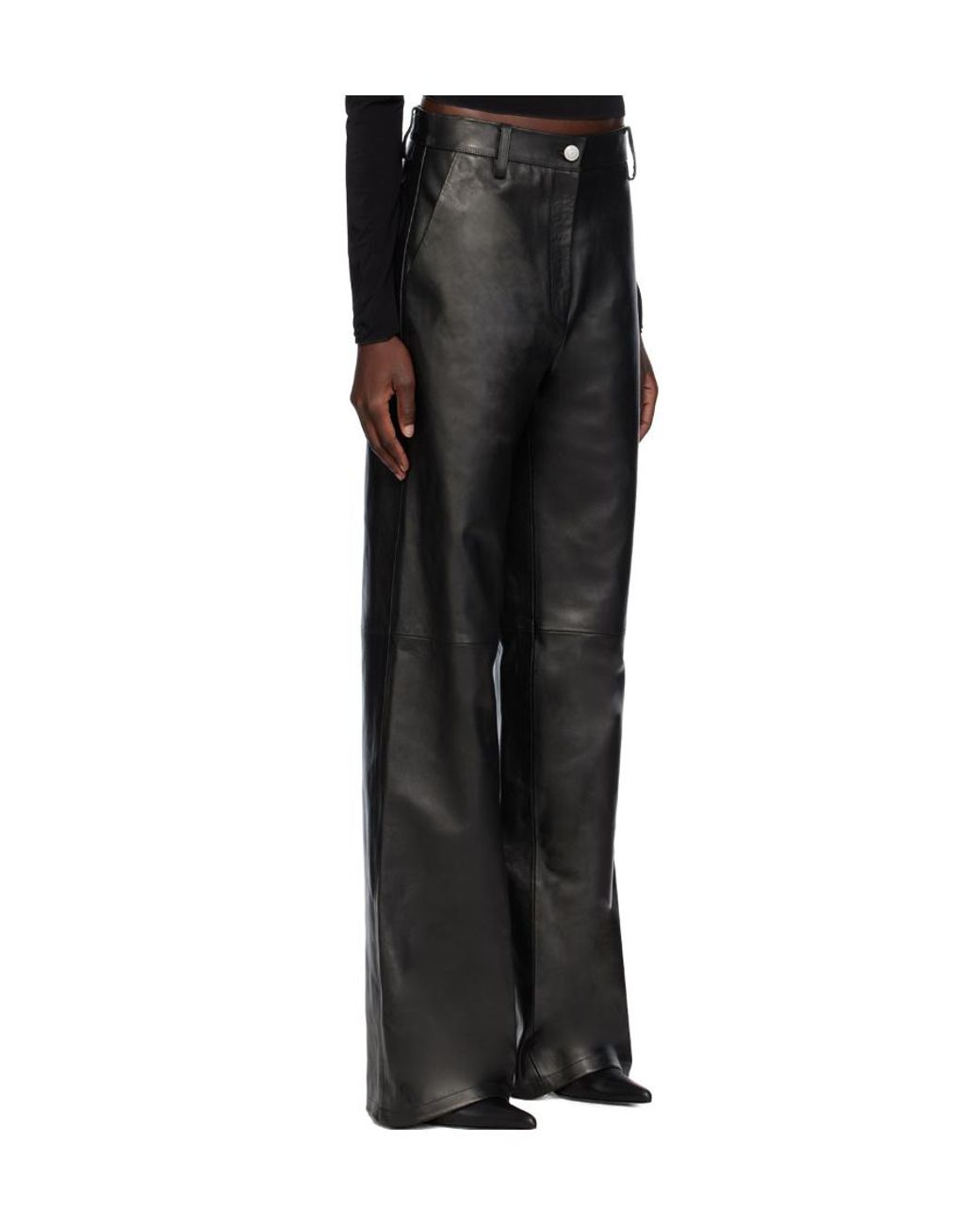 Magda Butrym Black Horn Shaped Spliced Casual Pants