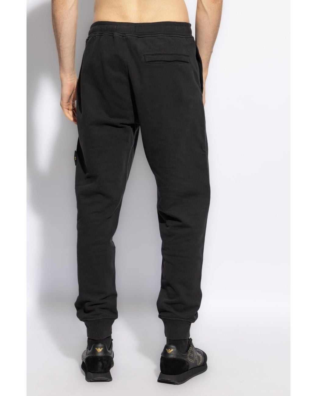 Stone Island Black Logo Patch Sweatpants for men