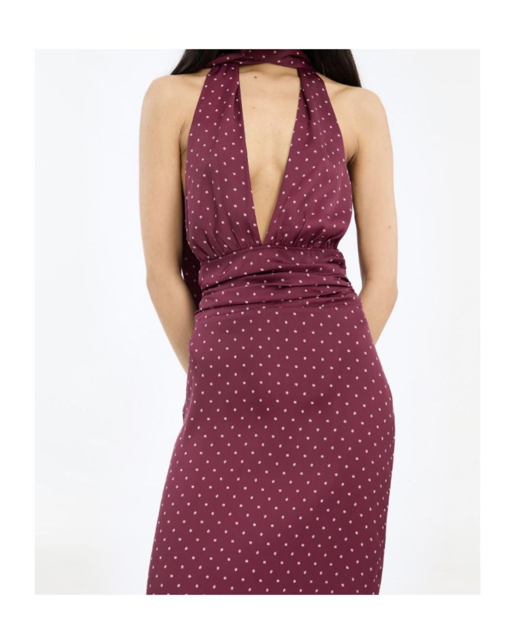 ROTATE BIRGER CHRISTENSEN Purple Dot Halterneck Scarf Dress