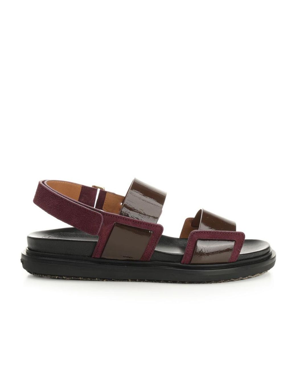Marni Brown Fussbett Two-Tone Leather Slingback Sandals