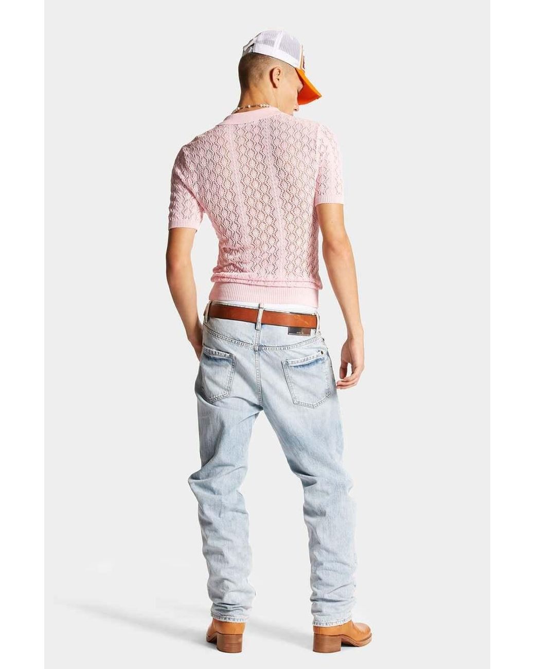 DSquared² Blue Ripped Straight-Leg Jeans for men