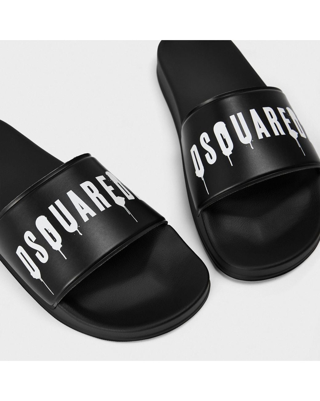 DSquared² Black Comfortable Slipon Slide Sandals for men
