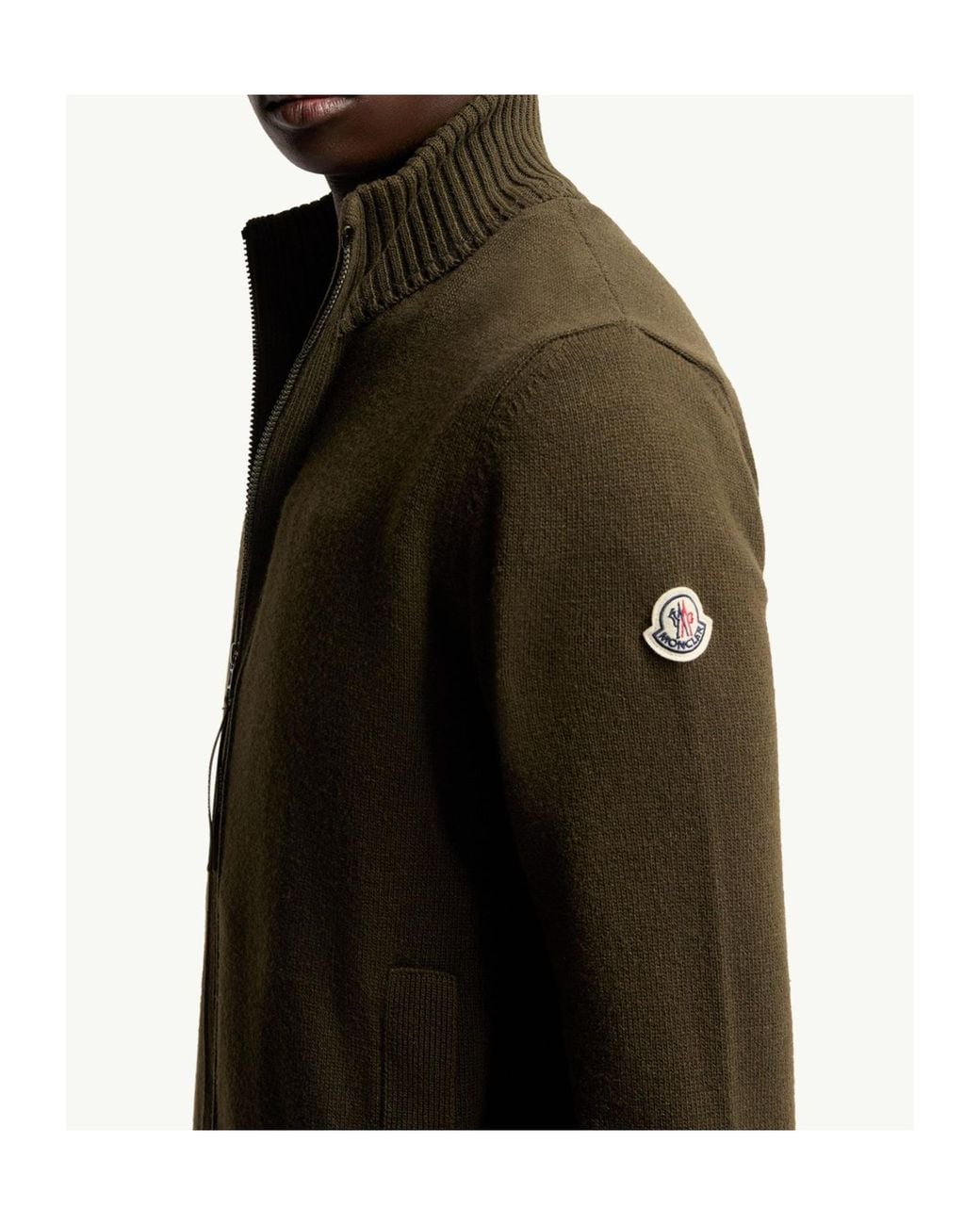 Moncler Green Zip-Up Stand-Collar Cardigan for men