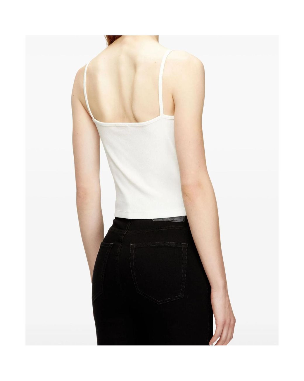 DIESEL White T-Hupy-Od Ribbed Top