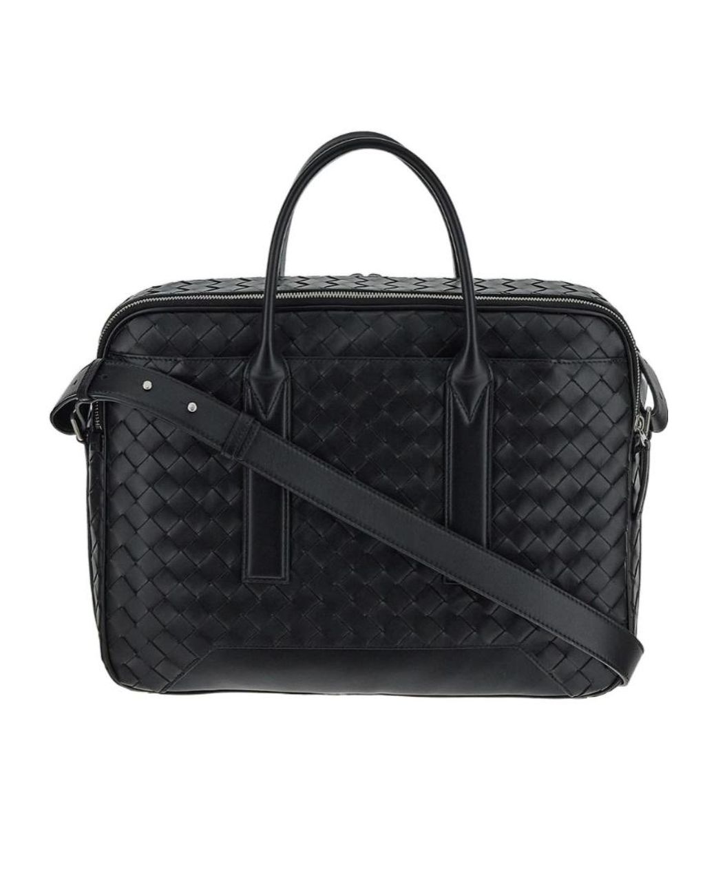 Bottega Veneta Black Intrecciato Zipped Travel Bag for men