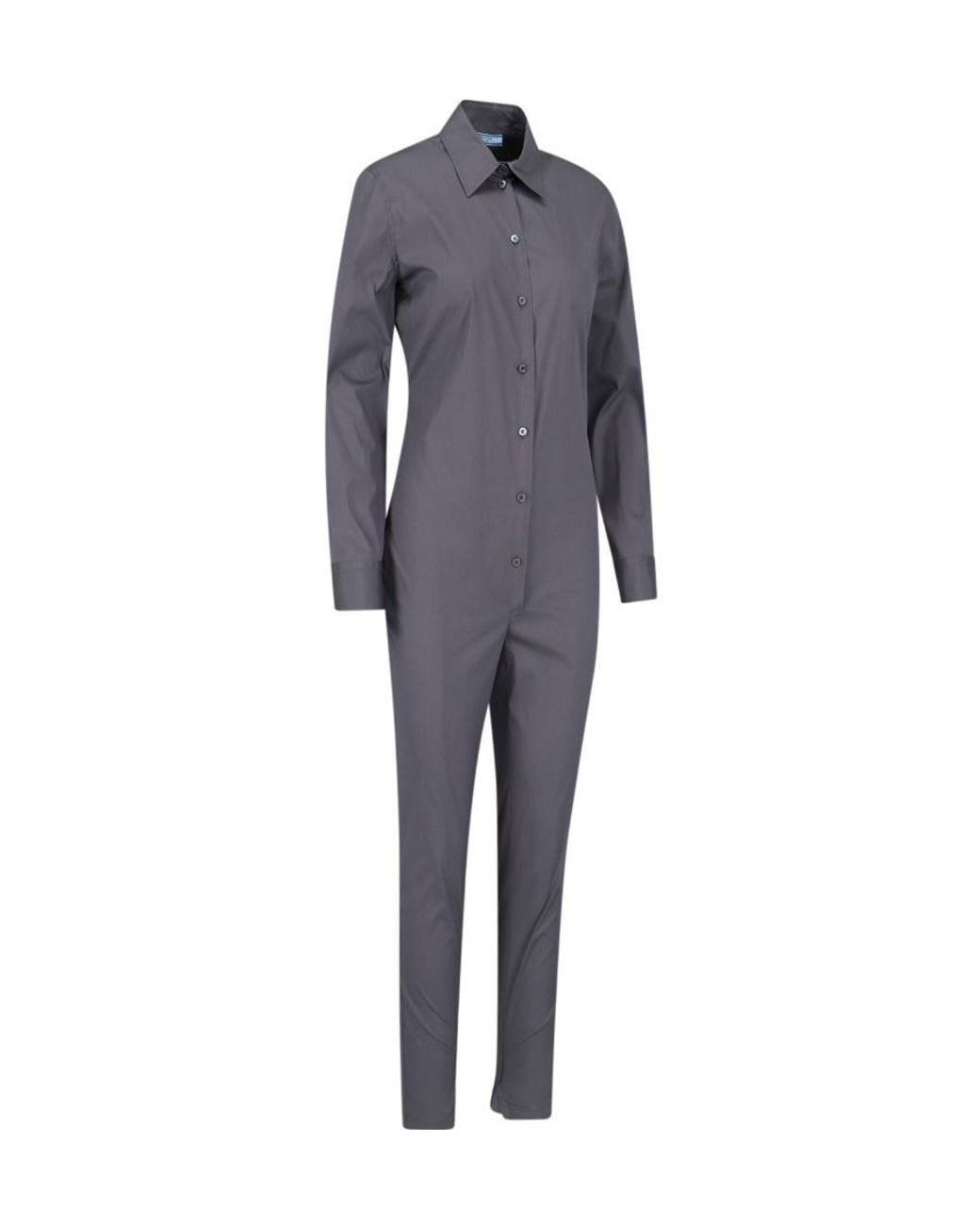 Prada Blue Long-Sleeved Buttoned Jumpsuit