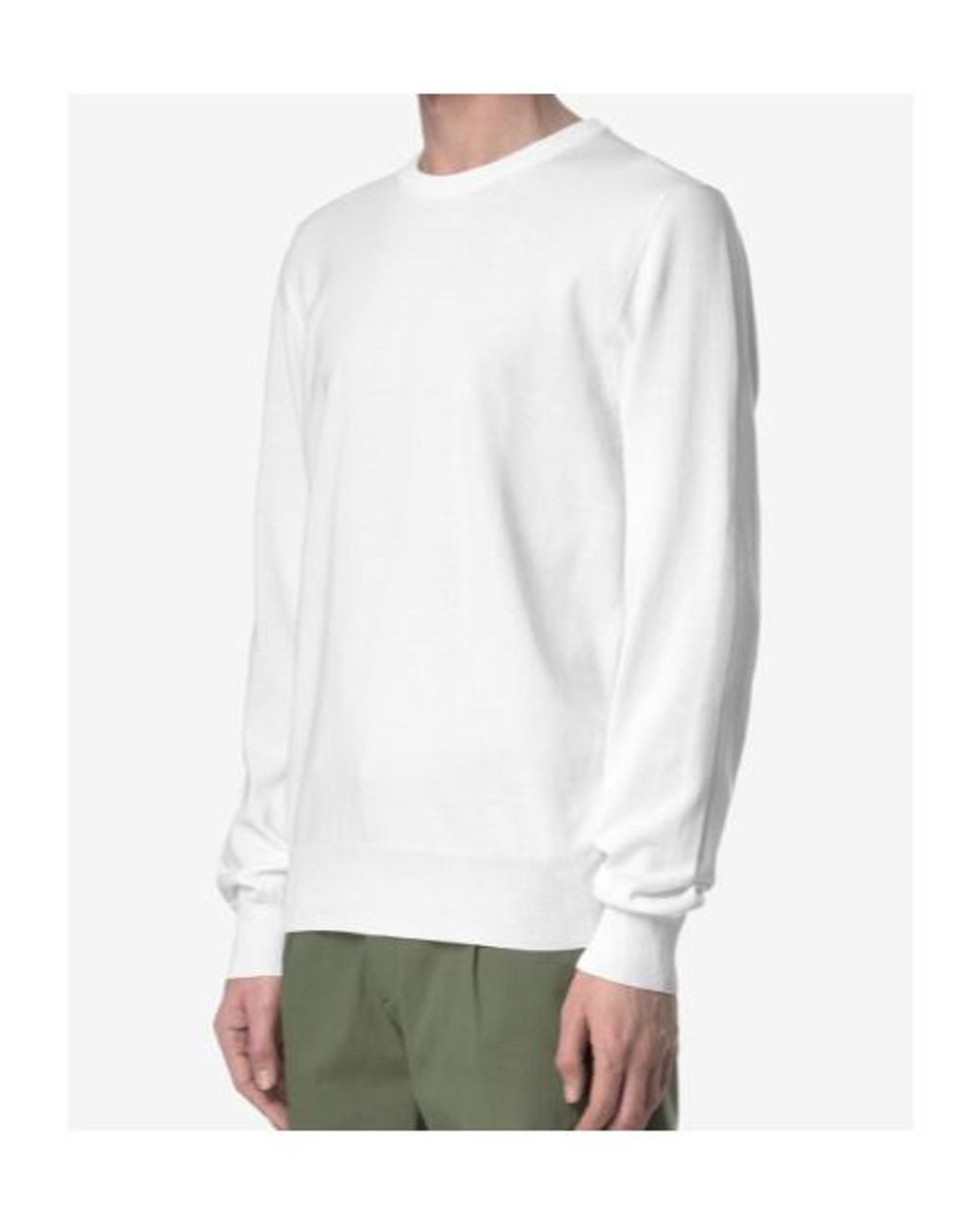 K-Way White Long-Sleeved Crewneck Jumper for men