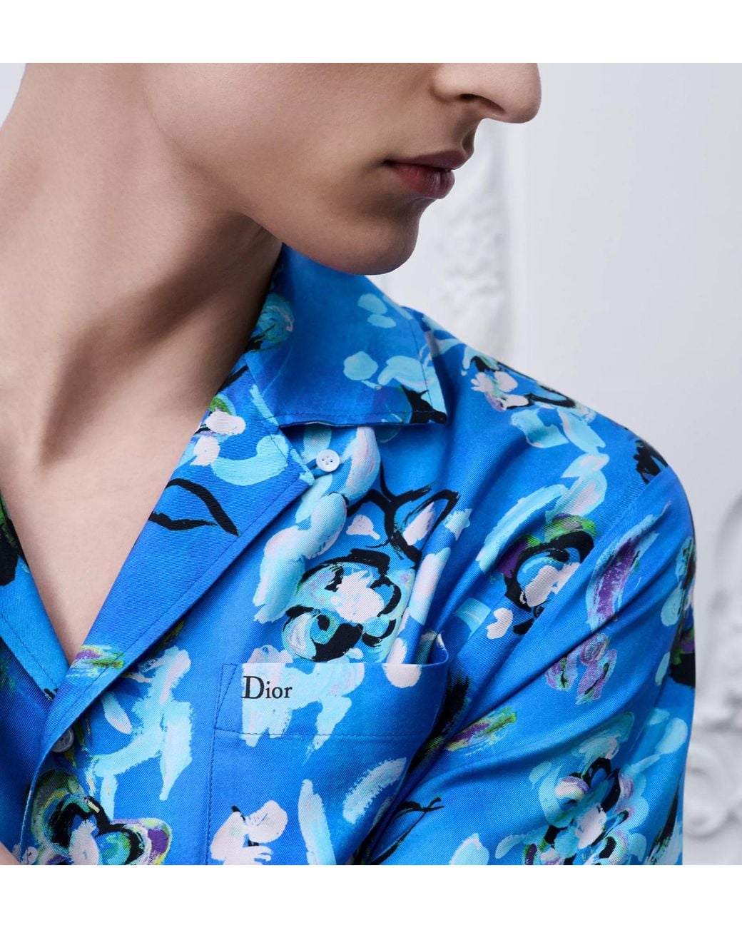 Dior Blue Iviera Short-Sleeved Shirt for men