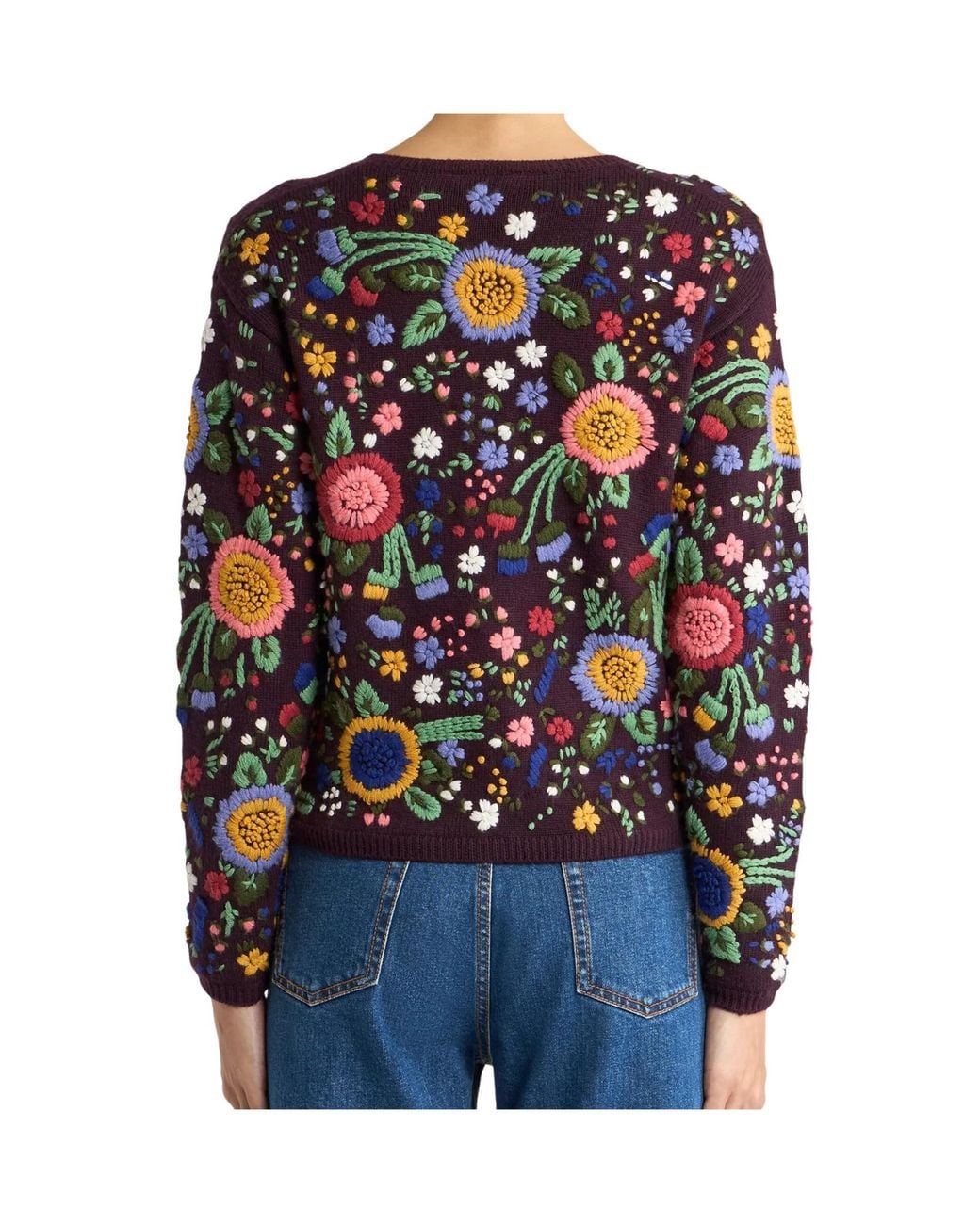 Etro Black Wool Cardigan With Floral Embroidery